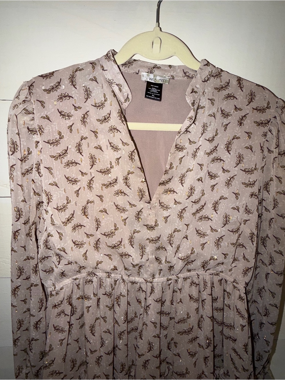 Long Sleeve Tiered Midi Dress in Taupe Floral